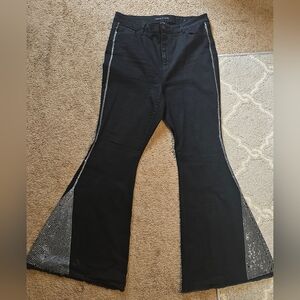 Fashion to figure ultra highwaisted plus size rhinestone flare legged jeans